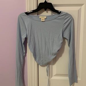 Blue, long sleeve crop top. Size: Women’s Small (S).